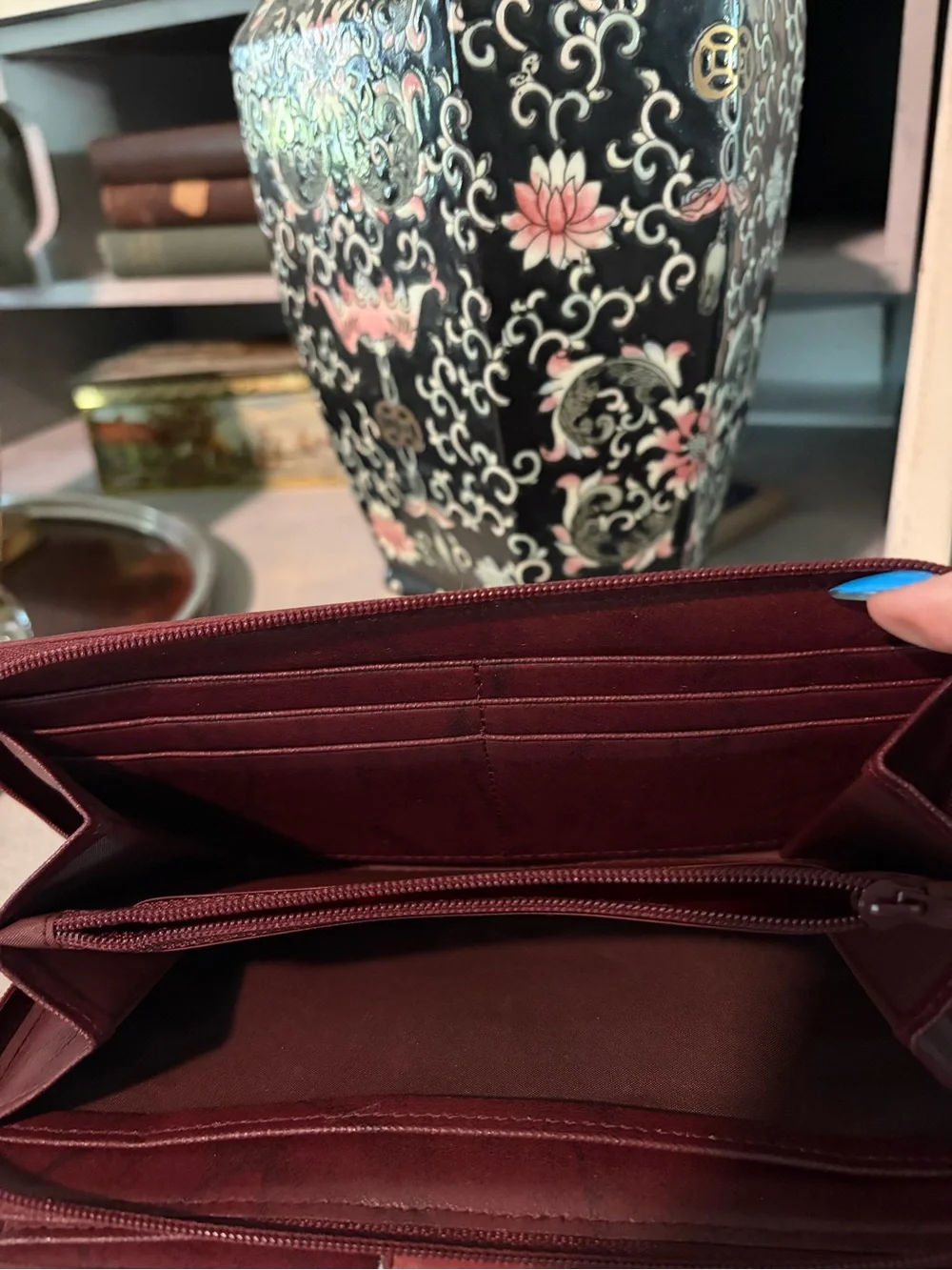 NWT Vintage Buxton Heiress Model 3 Burgundy Leather Organizer Clutch Wallet